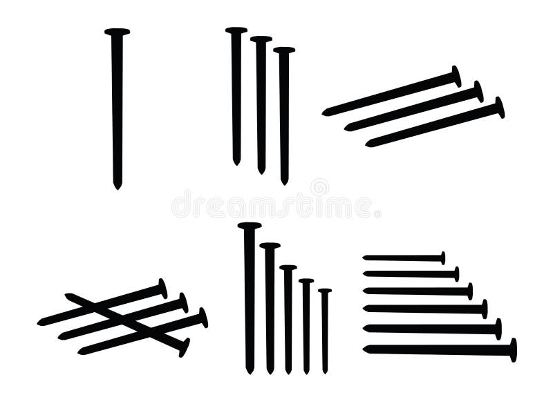 Construction Nail in the Set Stock Vector Illustration of repair