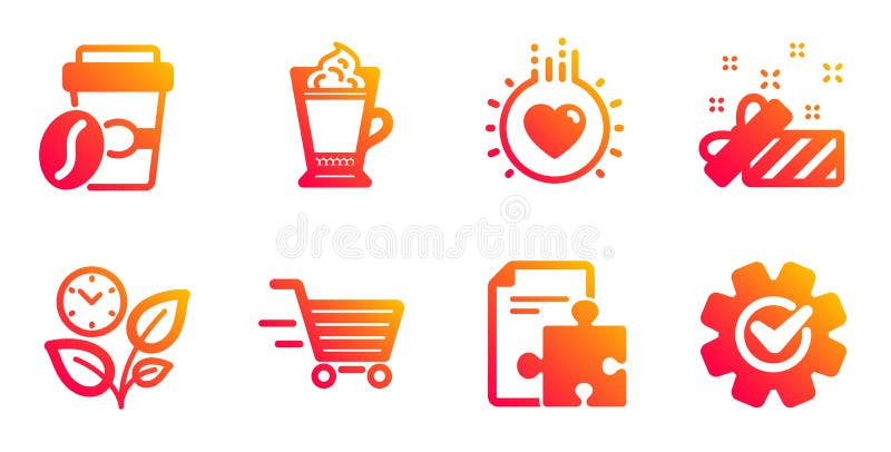Набор значков 'Present', 'Delivery shop' и 'Strategy' Любви, кофе латте и кофейные знаки для приготовления кофе Вектор иллюстрация вектора Набор значков 'Present', 'Delivery shop' и 'Strategy' Любви, кофе латте и кофейные знаки для приготовления кофе Вектор иллюстрация вектора