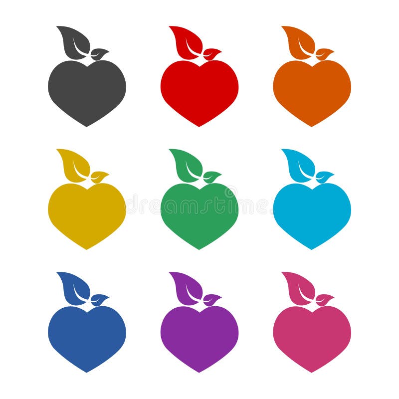 Набор значков цвета на белом фоне изоляции Apple сердца иллюстрация вектора