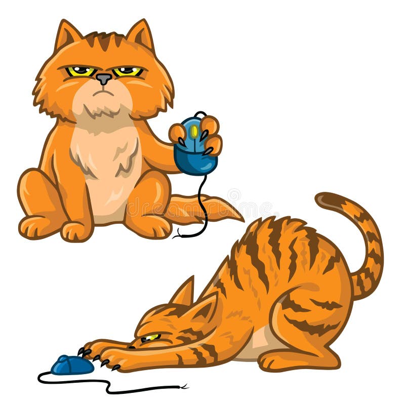 Набор мультфильма кота играя с иллюстрацией вектора мыши компьютера бесплатная иллюстрация Набор мультфильма кота играя с иллюстрацией вектора мыши компьютера бесплатная иллюстрация