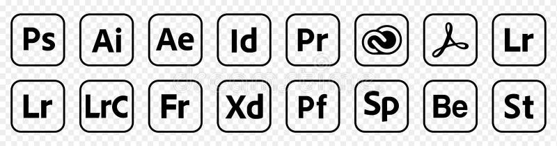 набор популярных иконок adobe иллюстрация вектора