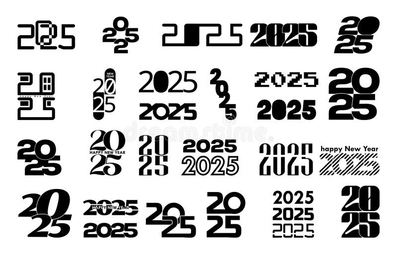 набор шаблонов номерного дизайна 2025 года для контента счастливого нового года иллюстрация штока