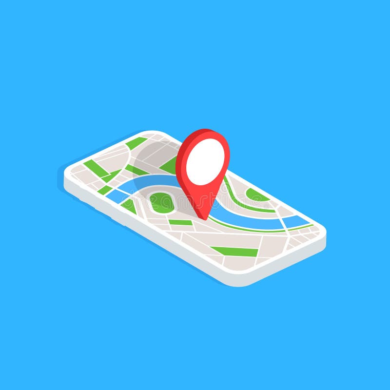Навигация app Gps на мобильном телефоне Равновеликий smartphone изолированный на голубой предпосылке r вектор иллюстрация вектора Навигация app Gps на мобильном телефоне Равновеликий smartphone изолированный на голубой предпосылке r вектор иллюстрация вектора