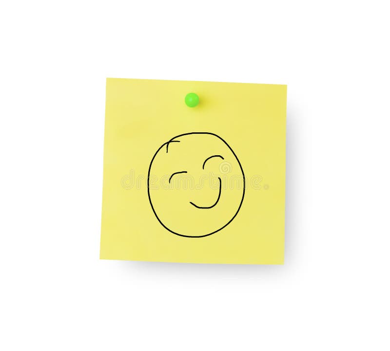 Smiley face on sticky memo notes on white background. Smiley face on sticky memo notes on white background