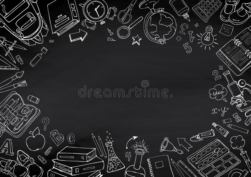 Назад к предпосылке классн классного doodles школы нарисованной вручную иллюстрация вектора