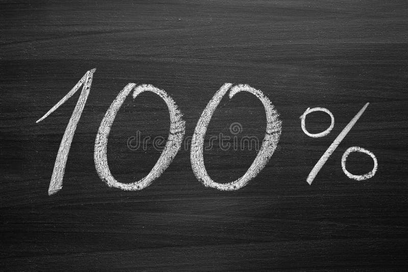 100-percent title written with a chalk on the blackboard. 100-percent title written with a chalk on the blackboard