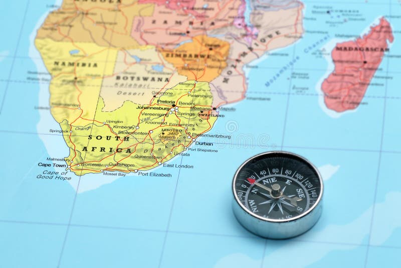 Назначение Южная Африка перемещения, карта с компасом