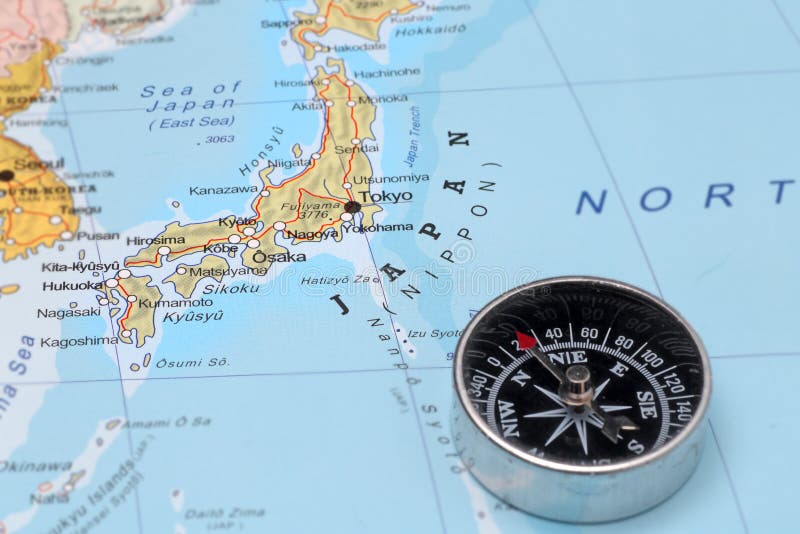 Назначение Япония перемещения, карта с компасом