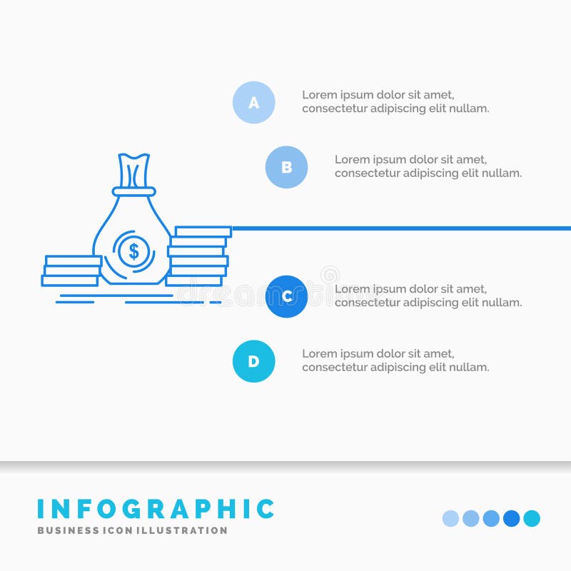 Накопление, сумка, вклад, заем, шаблон Infographics денег для вебсайта и представление Линия стиль голубого значка infographic иллюстрация штока Накопление, сумка, вклад, заем, шаблон Infographics денег для вебсайта и представление Линия стиль голубого значка infographic иллюстрация штока