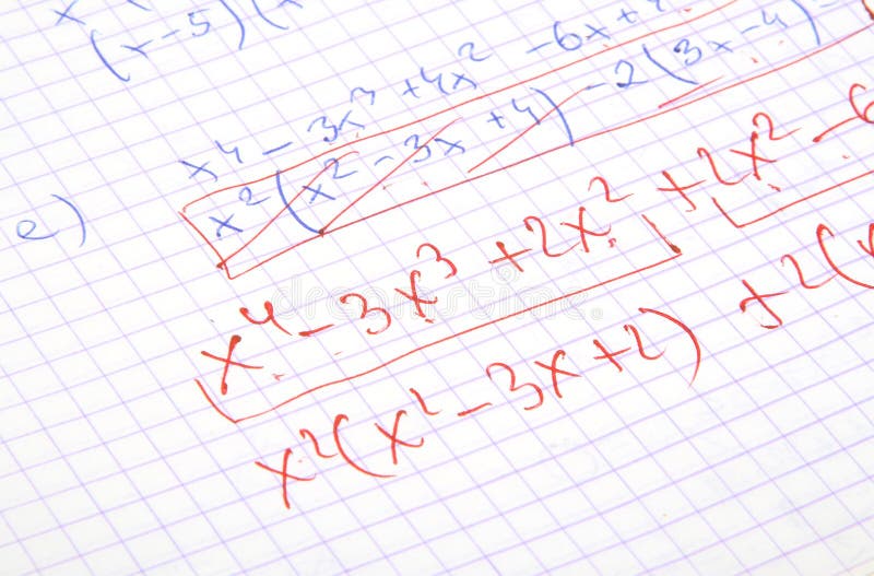 Hand written maths calculations with teacher's corrections in red. Hand written maths calculations with teacher's corrections in red