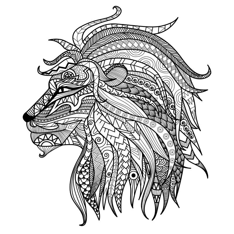 Hand drawn lion coloring page. Hand drawn lion coloring page
