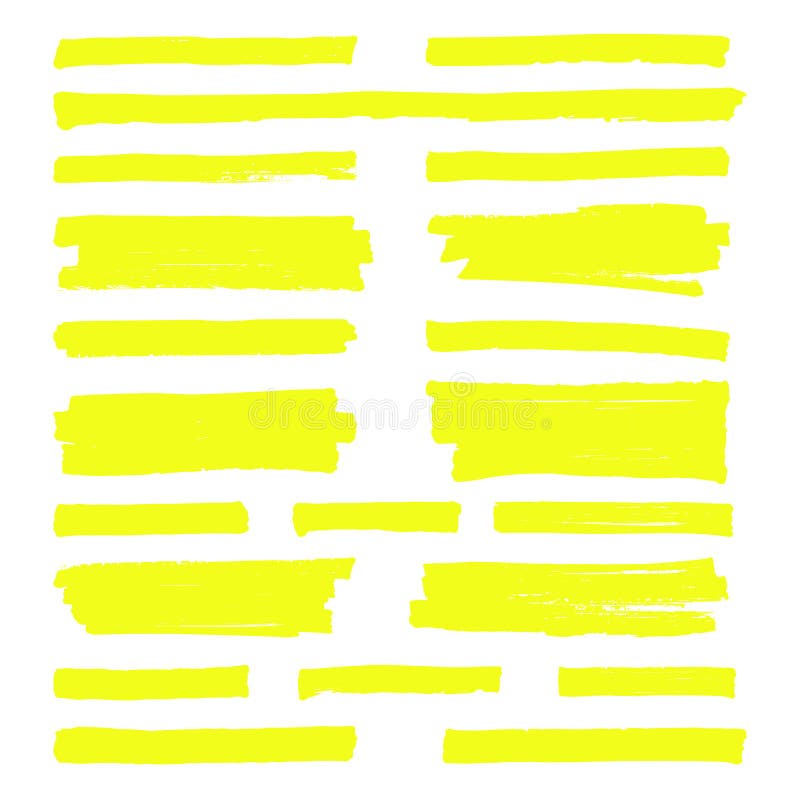 Нарисованные рукой желтые линии отметки самого интересного Ходы Highlighter изолированные на белом комплекте вектора предпосылки иллюстрация штока Нарисованные рукой желтые линии отметки самого интересного Ходы Highlighter изолированные на белом комплекте вектора предпосылки иллюстрация штока