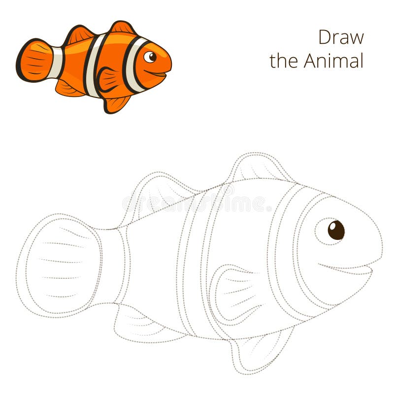 Нарисуйте игру животных clownfish рыб воспитательную иллюстрация вектора Нарисуйте игру животных clownfish рыб воспитательную иллюстрация вектора