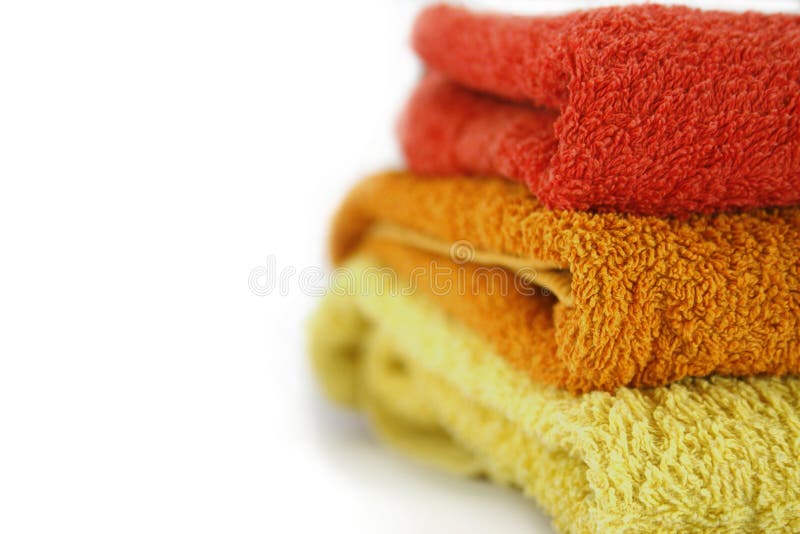 Towels isolated, towel layers in sauna isolated on white. Towels isolated, towel layers in sauna isolated on white