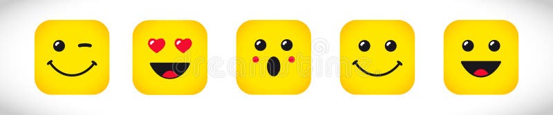 Настройка квадратных желтых иконок emoji стороны бесплатная иллюстрация