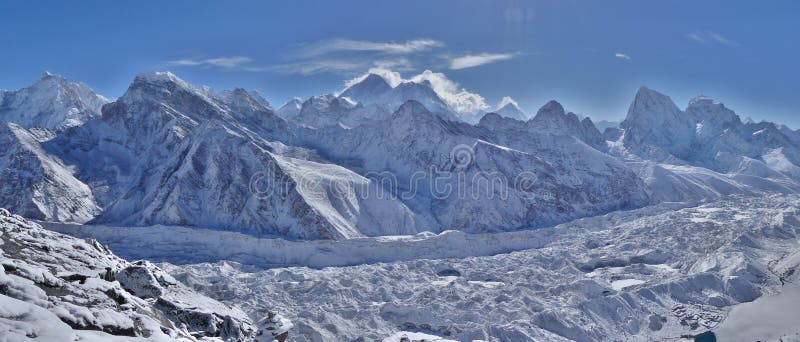 Mountains like Everest, Lhotse ... in Himalayan . Ngozumpa glacier and snowy mountains. Mountains like Everest, Lhotse ... in Himalayan . Ngozumpa glacier and snowy mountains.