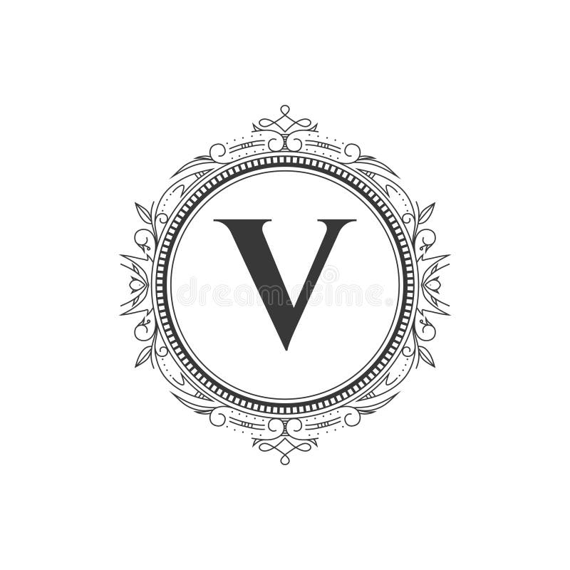 Начальный шаблон логотипа письма вензеля v с роскошным орнаментом иллюстрация штока Начальный шаблон логотипа письма вензеля v с роскошным орнаментом иллюстрация штока