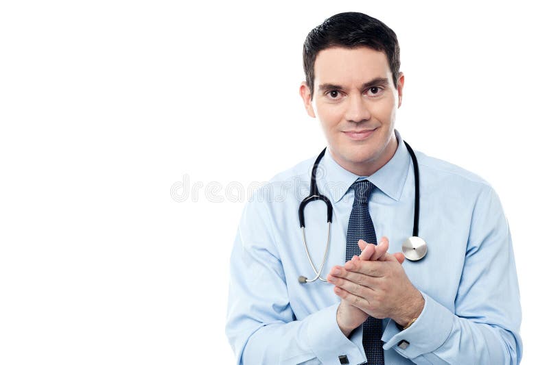 Confident male doctor posing with stethoscope. Confident male doctor posing with stethoscope