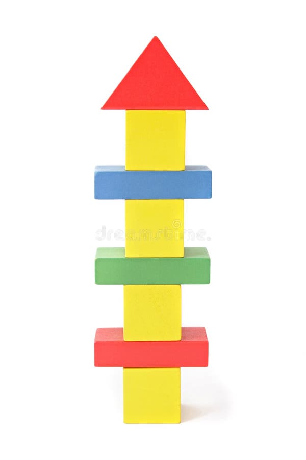 A stylized skyscraper out of blocks. All isolated on white background. A stylized skyscraper out of blocks. All isolated on white background.