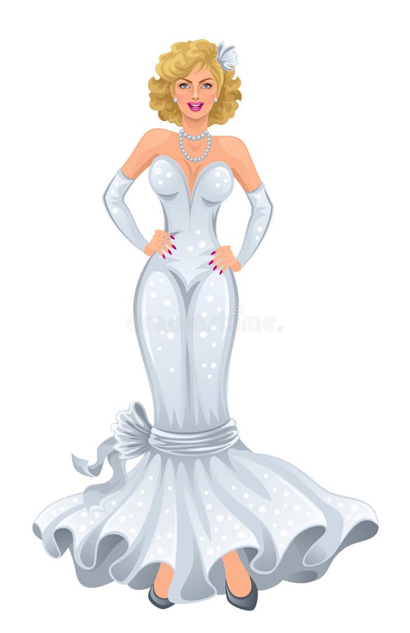 Bride in a long white dress on a white background. Bride in a long white dress on a white background