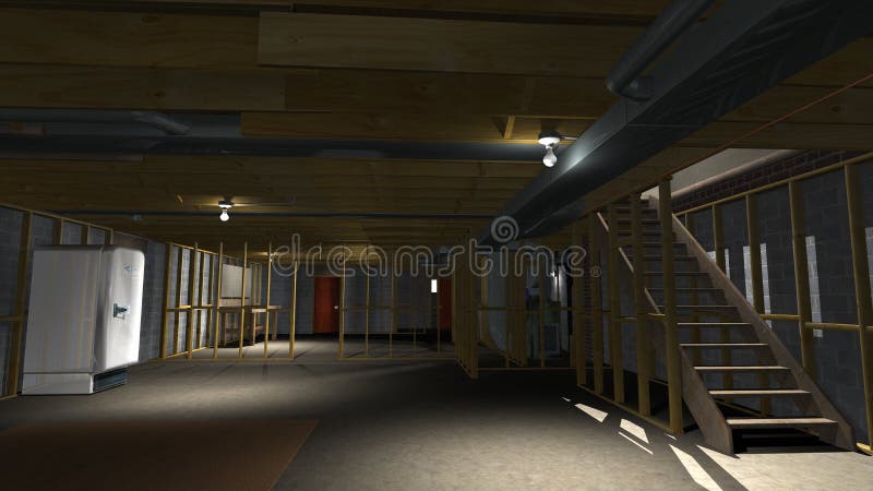 Незаконченная иллюстрация подвала, Remodeling дома иллюстрация вектора Незаконченная иллюстрация подвала, Remodeling дома иллюстрация вектора