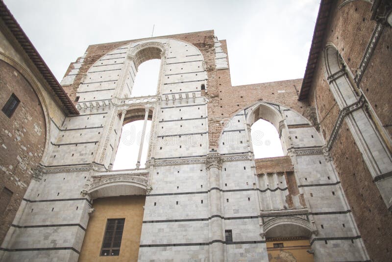 Unfinished Siena Cathedral brick wall. Unfinished Siena Cathedral brick wall