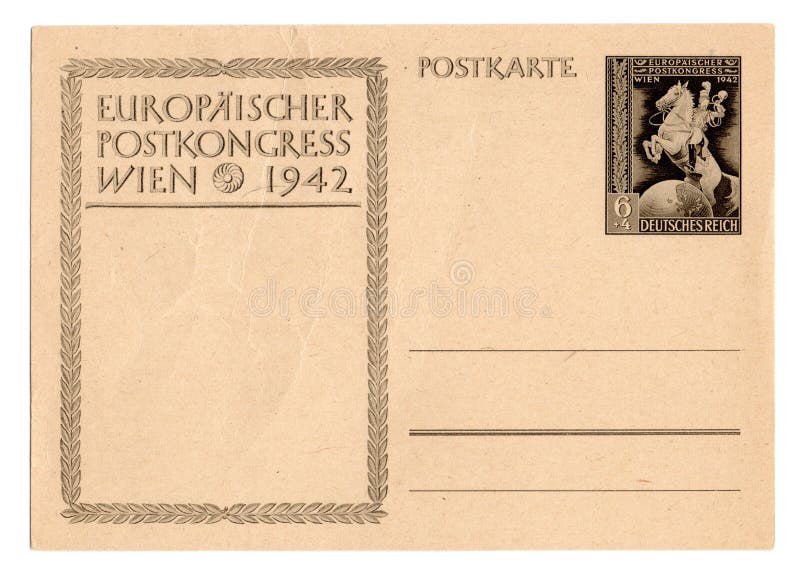 German reich postcard isolated in white background. German reich postcard isolated in white background