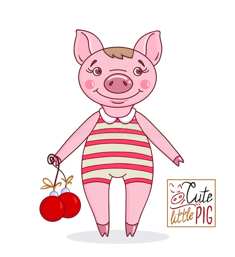 Немногое милая свинья в стиле мультфильма в striped купальном костюме бесплатная иллюстрация Немногое милая свинья в стиле мультфильма в striped купальном костюме бесплатная иллюстрация