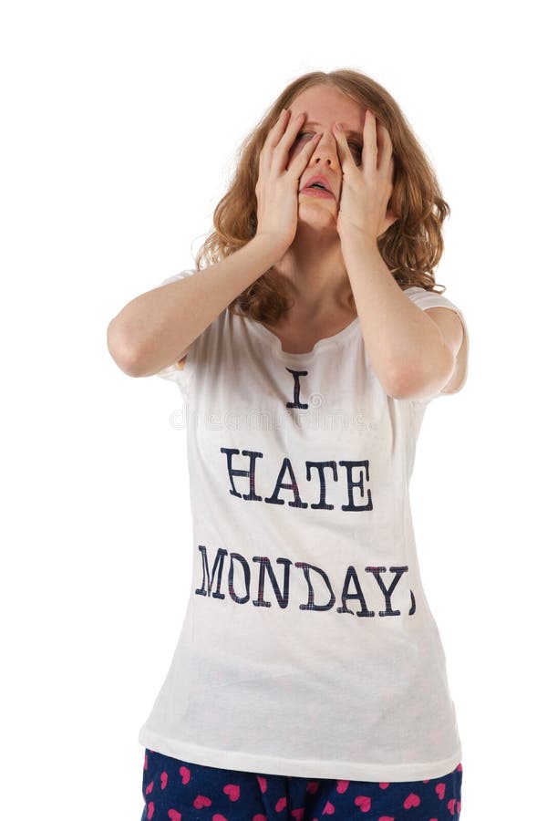 Young woman is hating mondays. Young woman is hating mondays