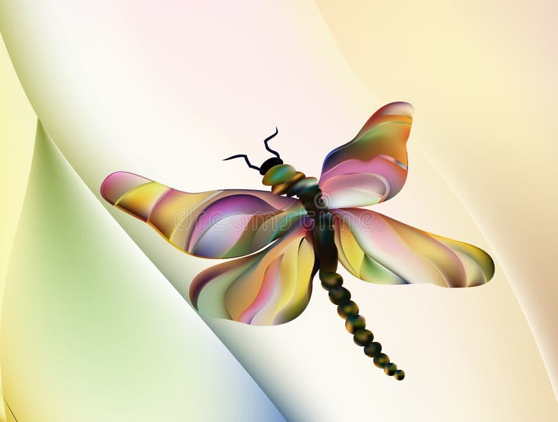 Неоновое свето счастливого dragonfly мультфильма Dragonfly на красочной запач бесплатная иллюстрация