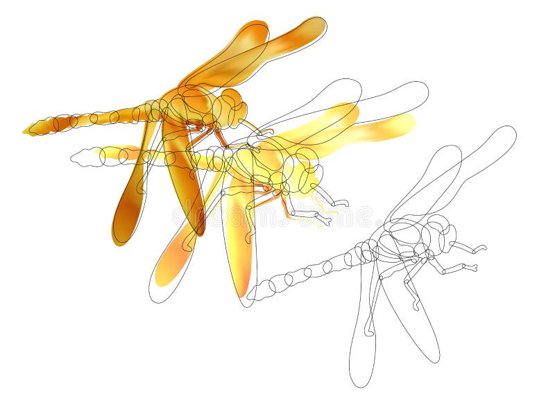 Неоновое свето счастливого dragonfly мультфильма Dragonfly на красочной запачканной предпосылке бесплатная иллюстрация