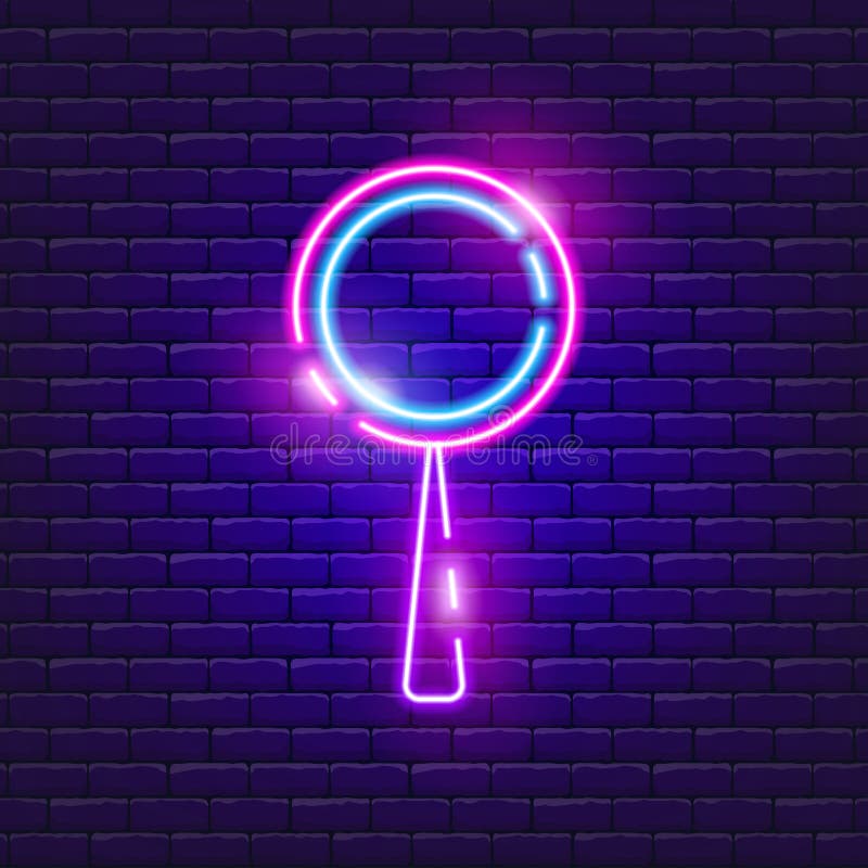 неоновый значок лупы. символ поиска векторной иллюстрации. концепция seo и анализа бесплатная иллюстрация