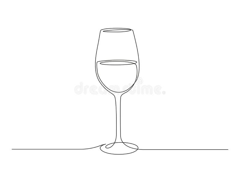 Continuous one line drawing of Wine glass. Editable stroke Vector illustration. Continuous one line drawing of Wine glass. Editable stroke Vector illustration.