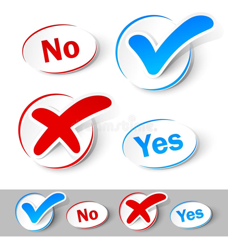 Check mark Yes and No, on a white and gray. Vector illustration EPS10, blends and transparency. Check mark Yes and No, on a white and gray. Vector illustration EPS10, blends and transparency.