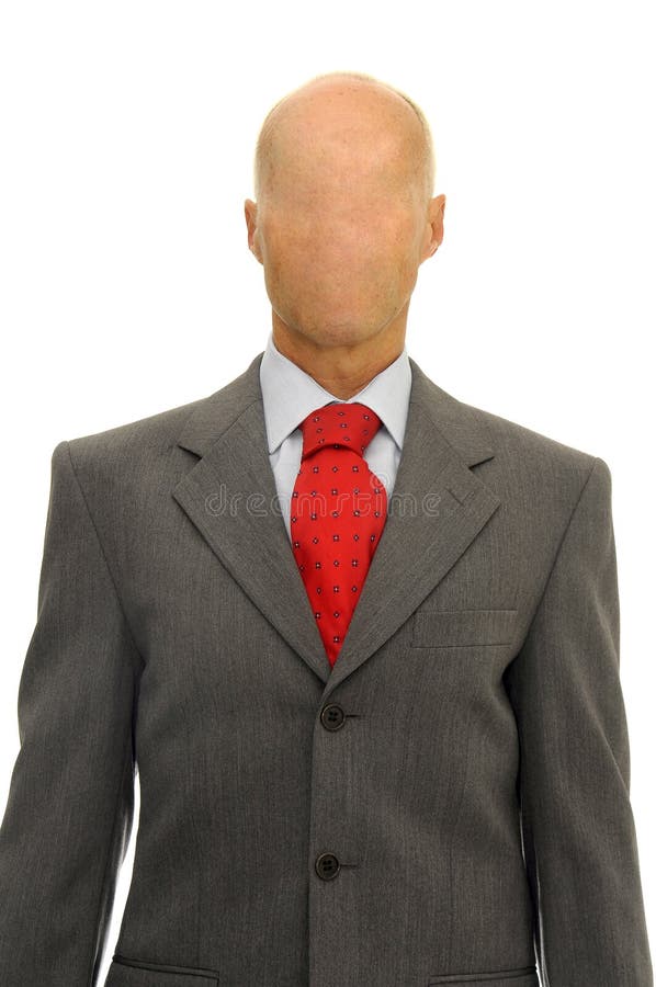 Mature man with no face isolated in white. Mature man with no face isolated in white