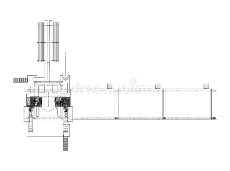 Oil rig. Vector rendering of 3d. Wire-frame style. The layers of visible and invisible lines are separated. Orthography. Oil rig. Vector rendering of 3d. Wire-frame style. The layers of visible and invisible lines are separated. Orthography