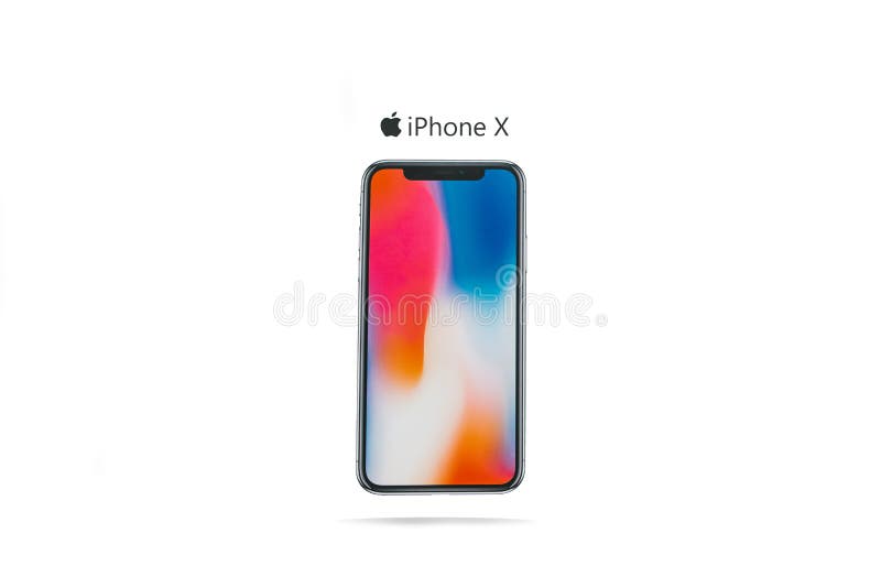 Новая frameless фирма телефона Яблока вызвала иллюстрацию передовицы iPhone x на белой предпосылке с стоковая фотография Новая frameless фирма телефона Яблока вызвала иллюстрацию передовицы iPhone x на белой предпосылке с стоковая фотография