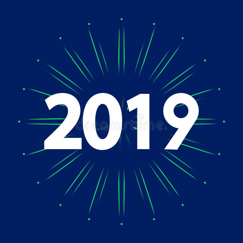 Новая карта 2019 год с фейерверком иллюстрация штока Новая карта 2019 год с фейерверком иллюстрация штока