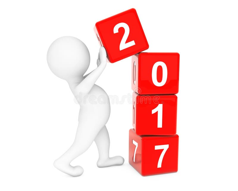Новая концепция 2017 год Персона устанавливая кубы 2017 Новых Годов re 3d бесплатная иллюстрация Новая концепция 2017 год Персона устанавливая кубы 2017 Новых Годов re 3d бесплатная иллюстрация