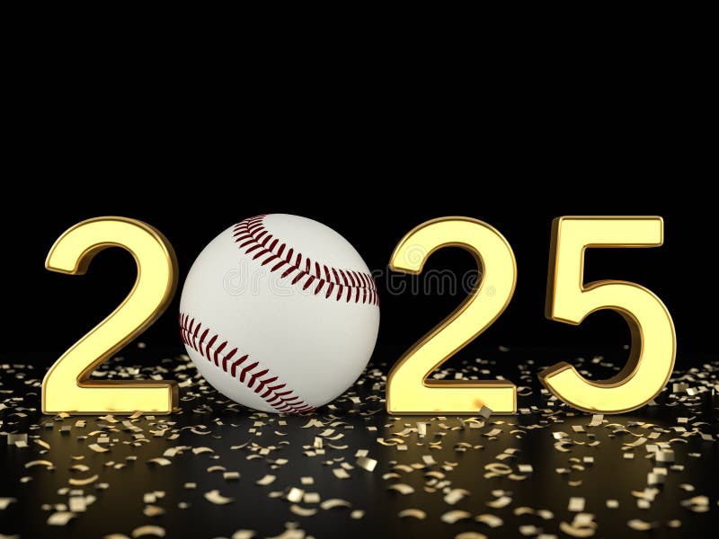 новый бейсбол 2025 года и конфетти бесплатная иллюстрация