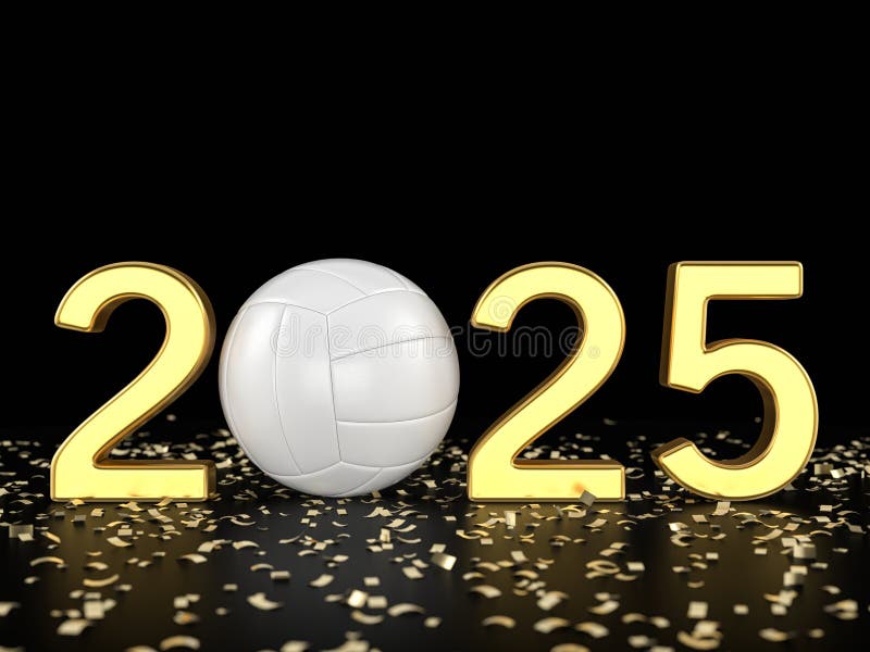 новый волейбольный мяч и конфетти 2025 года бесплатная иллюстрация