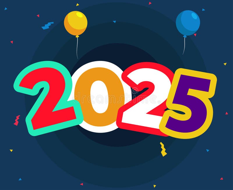 новый 2025 год дизайн multicolor праздничный с баллонами абстрактный иллюстрация штока
