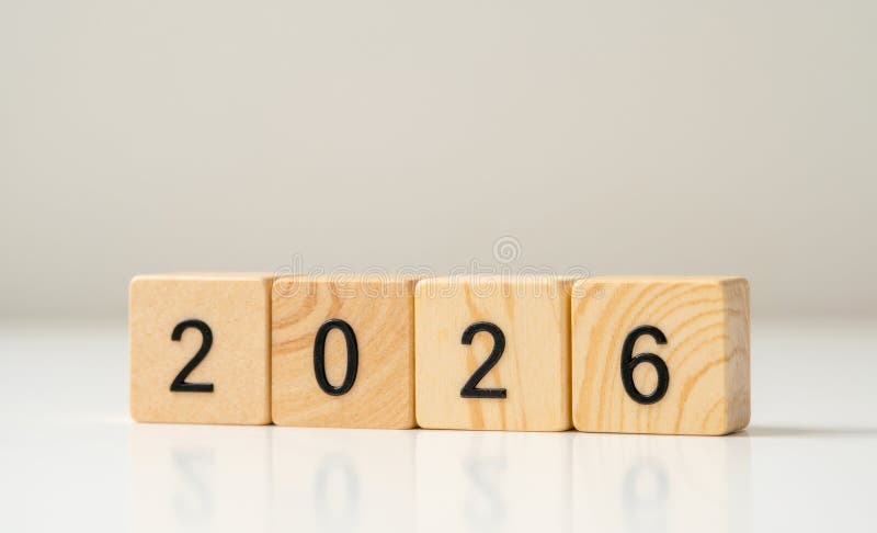2026 новый год изображения обратный отсчет концепции номера черный на деревянных кубиков белый фон закрытие вида минимальное время иллюстрация вектора