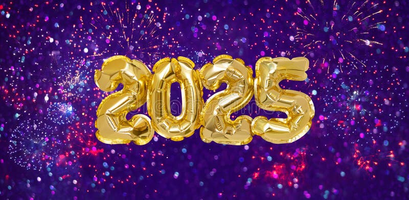 новый 2025 год праздник фон с шариками из золотистой фольги в форме чисел 2025 иллюстрация вектора