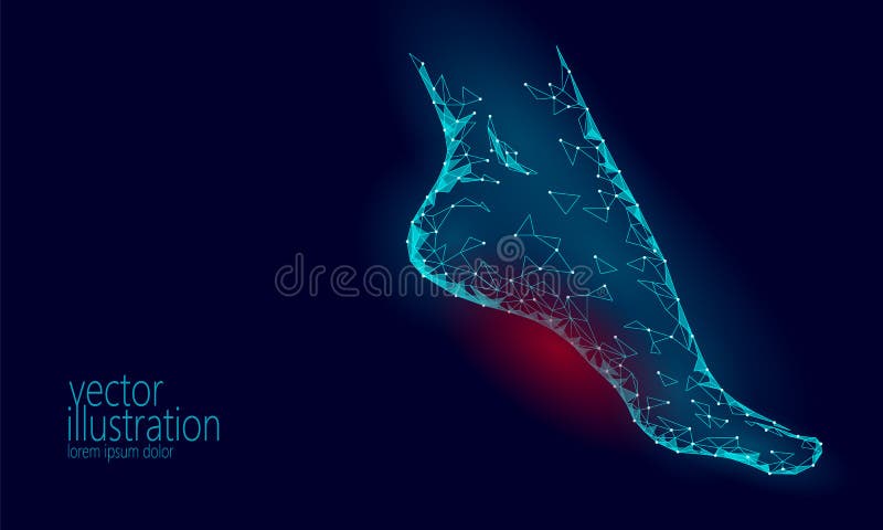 Ноги человека пальца ноги 3D низко поли представляют Зона полигонального голубого медицинского здравоохранения тягостная Линия пу иллюстрация штока