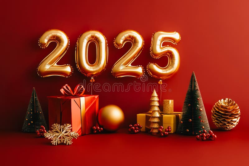 2025 номер в роскошном золоте с праздничным орнаментом для зимнего сезона праздничное оформление иллюстрация вектора