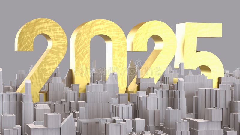 номер 2025 и город для бизнес-концепции 3d бесплатная иллюстрация