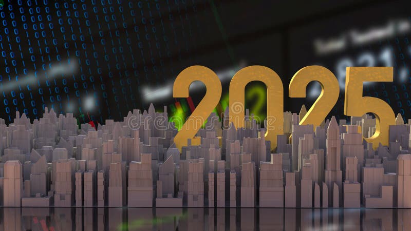 номер 2025 и город для бизнес-концепции 3d бесплатная иллюстрация