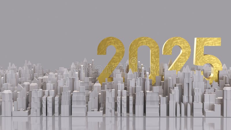номер 2025 и город для бизнес-концепции 3d иллюстрация вектора