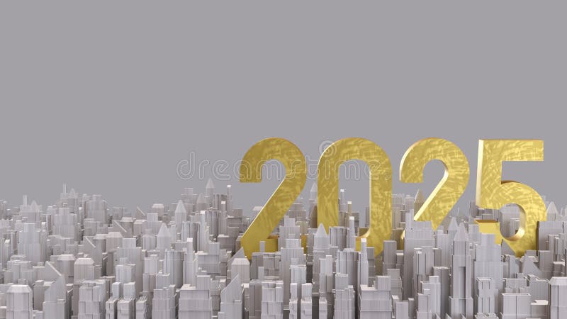 номер 2025 и город для бизнес-концепции 3d иллюстрация штока